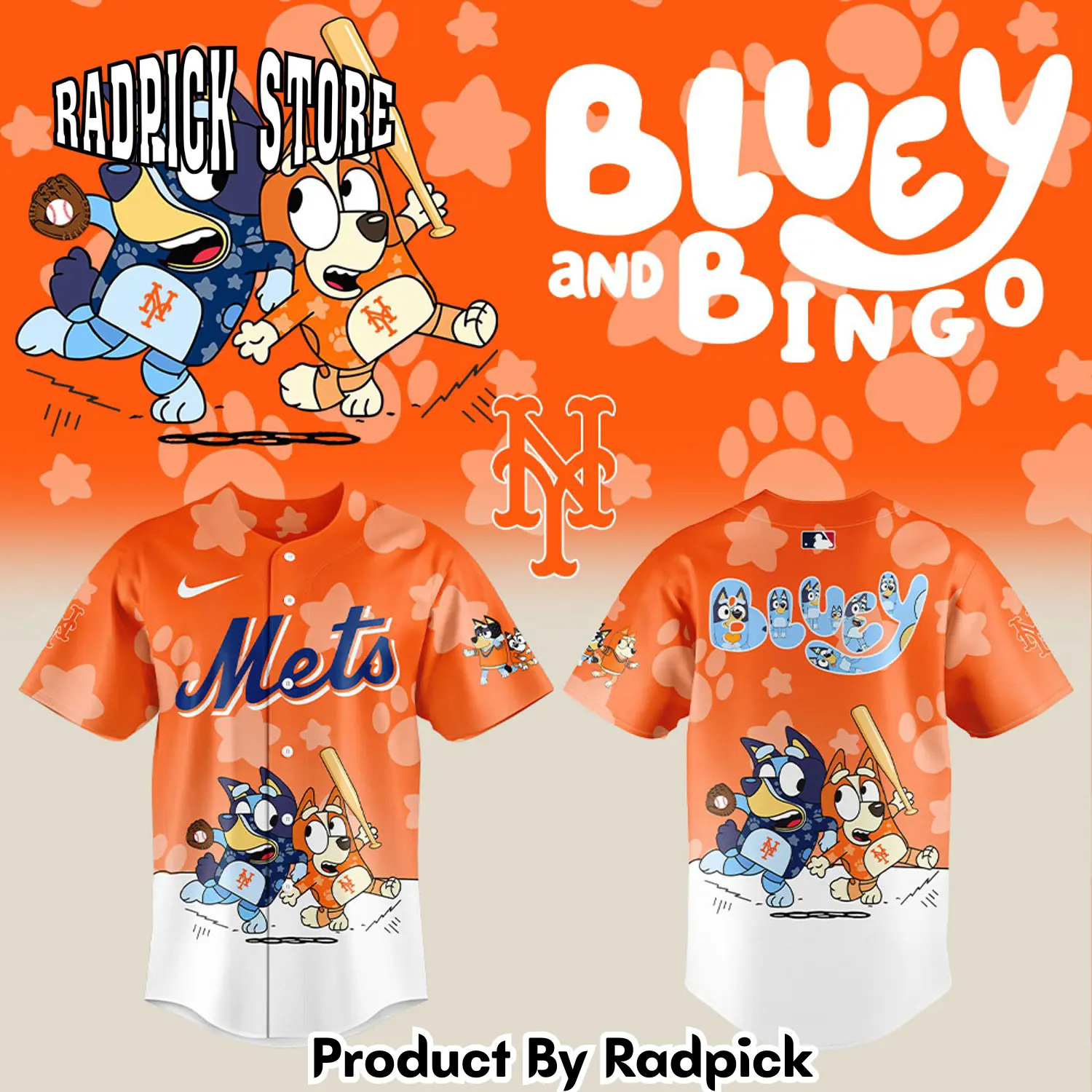 Radpick new york mets x bluey and bingo baseball jersey rp127242